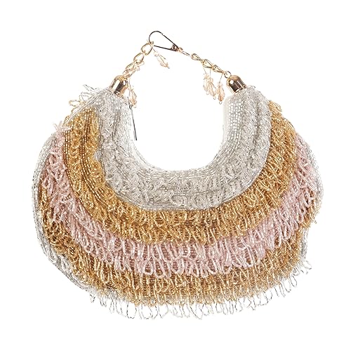 Women's/Girl's Flower Round Bali Bag Handmade Embroided Sling Clutch with Handle Purses for Ladies Elegant Design (Multicolor)